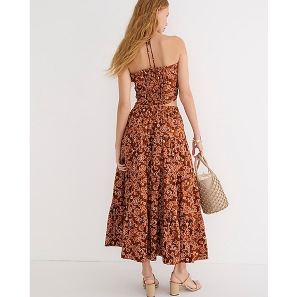 11. J.Crew Tiered pull-on maxi skirt in vintage vines - Picture 2 of 11